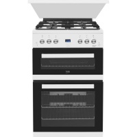 Beko EDG6L33W 60cm Double Oven Gas Cooker with Glass Lid